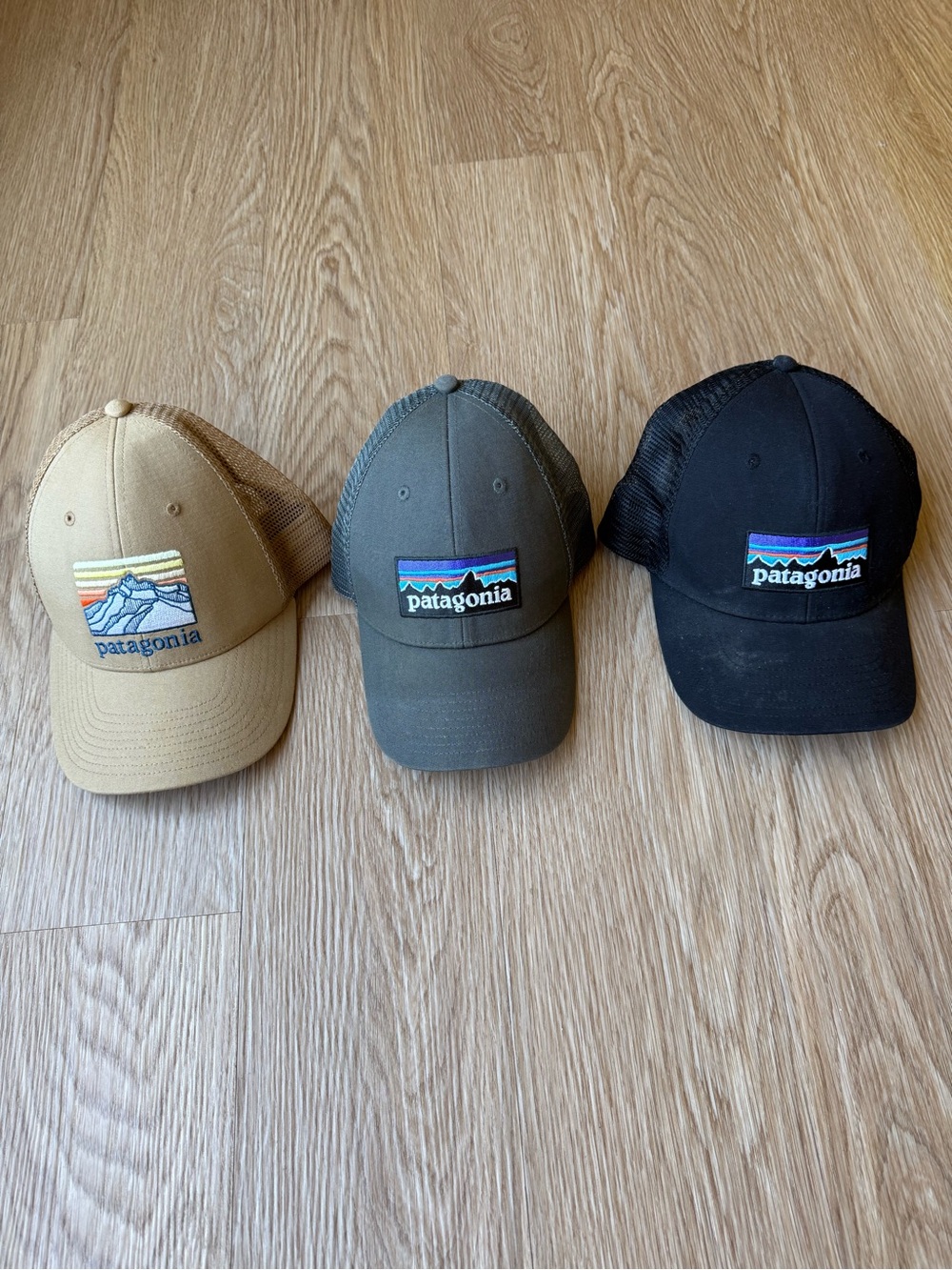 Patagonia Trucker Hat Bundle of 3 Logo Snapback Mesh Caps